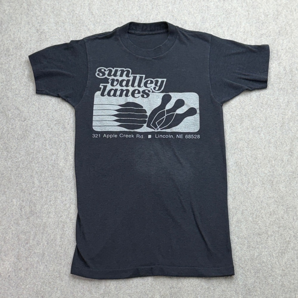 Vintage Sun Valley Lanes T-Shirt Women XXS Black Bowling Retro 80s Single Stitch